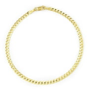 NURAGOLD 10k Real Yellow Gold Solid Cuban Curb Link 3mm Chain Bracelet or Anklet (7"-9") Italian Jewelry for Men & Women