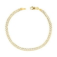 thumbnail image 1 of Nuragold 10k Real Yellow Gold Solid Cuban Curb Link 4mm Diamond Cut Pave Chain Bracelet (7"-9") Two Tone Italian Jewelry for Men & Women, 1 of 10