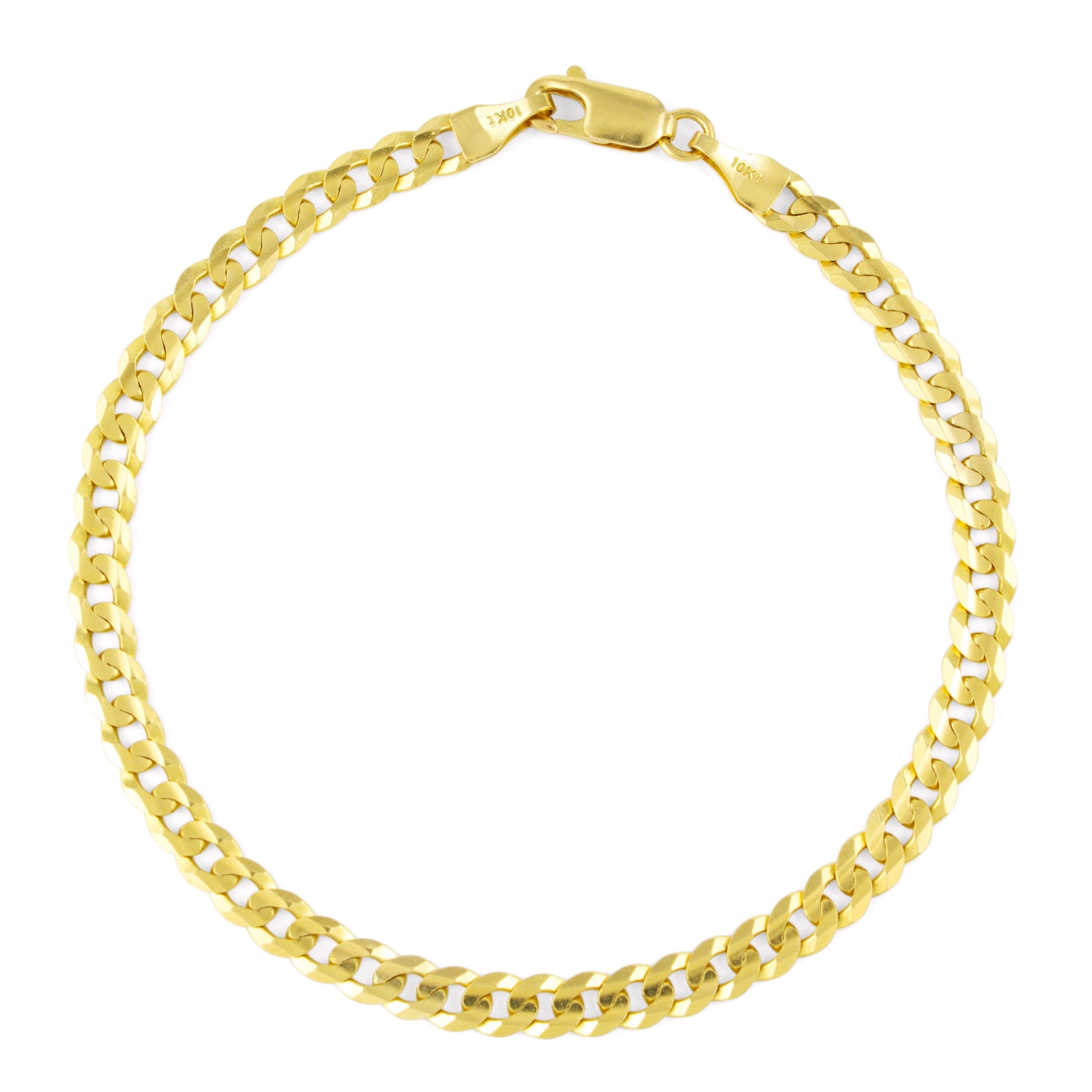 Nuragold 10k Real Yellow Gold Solid Cuban Curb Link 5mm Chain Bracelet (7"-9") Italian Jewelry for Men & Women
