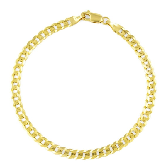 Nuragold 10k Real Yellow Gold Solid Cuban Curb Link 5mm Chain Bracelet (7"-9") Italian Jewelry for Men & Women
