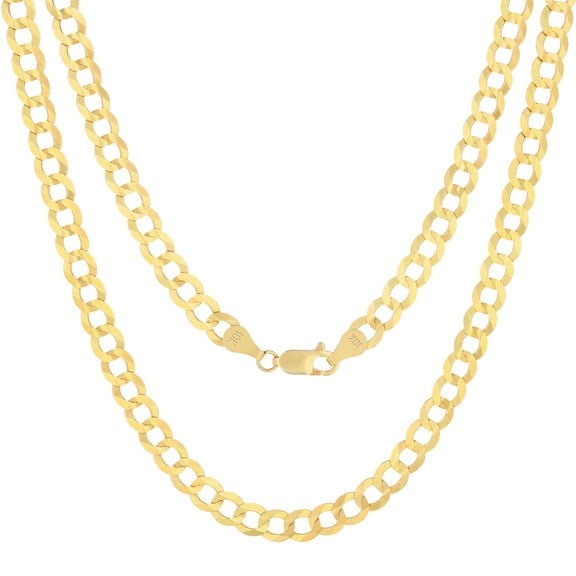 Nuragold 10k Real Yellow Gold Solid Cuban Curb Link 6mm Chain Necklace (16"-30") Italian Jewelry for Men