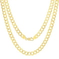 thumbnail image 1 of Nuragold 10k Real Yellow Gold Solid Cuban Curb Link 7mm Chain Necklace (16"-30") Italian Jewelry for Men, 1 of 10