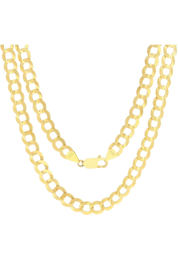 10k Real Yellow Gold Solid Cuban Curb Link 8mm Chain Necklace (18"-30") Italian Jewelry for Men