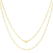 Nuragold 10k Real Yellow Gold Solid Figaro Link 2.25mm Chain Necklace (16"-24") Dainty Italian Jewelry for Men & Women
