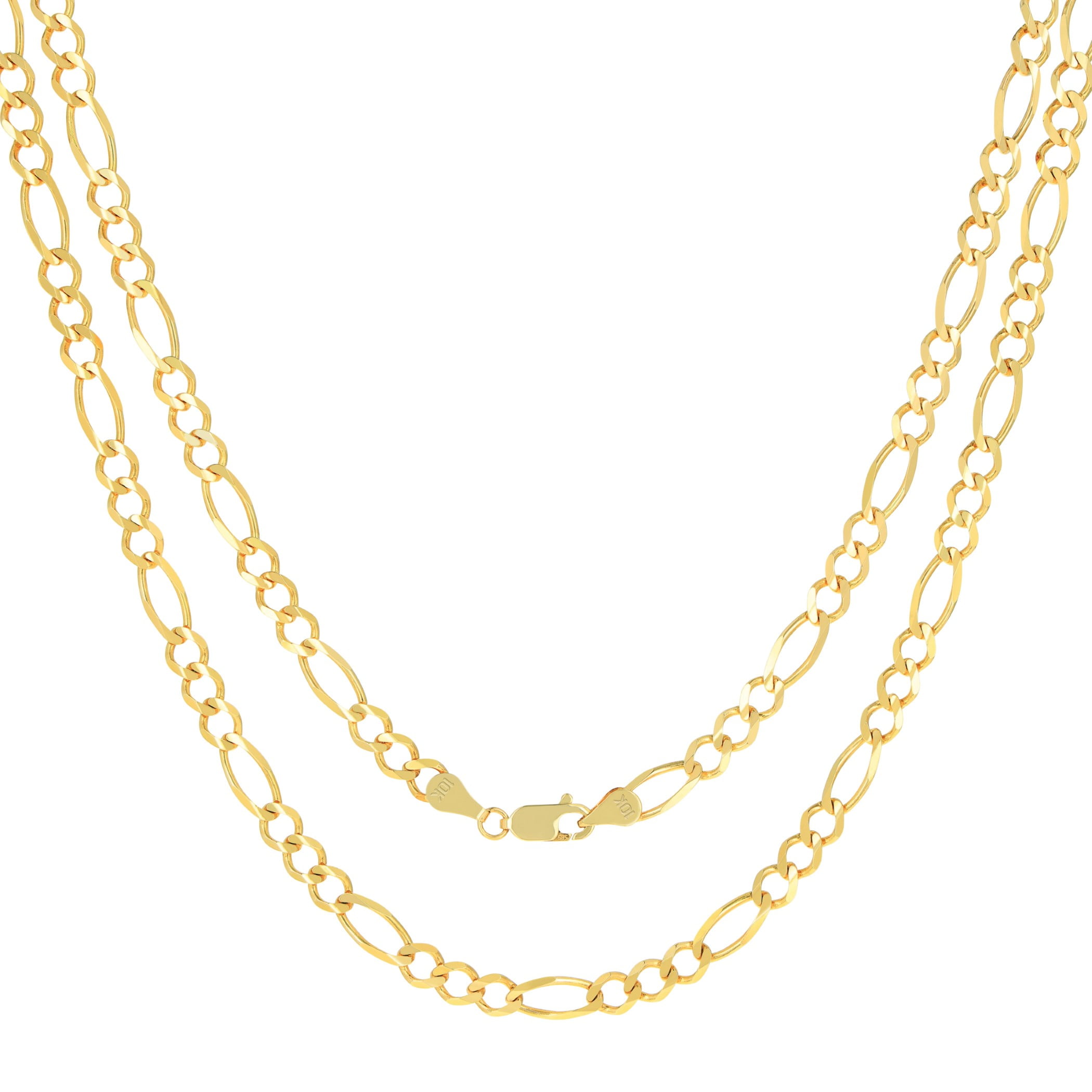 Nuragold 10k Real Yellow Gold Solid Figaro Link 5.5mm Chain Necklace (16"-30") Italian Jewelry for Men & Women