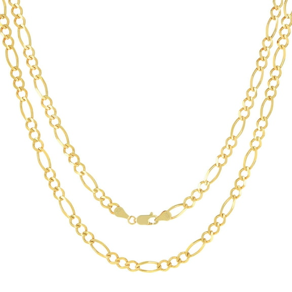 Nuragold 10k Real Yellow Gold Solid Figaro Link 5.5mm Chain Necklace (16"-30") Italian Jewelry for Men & Women