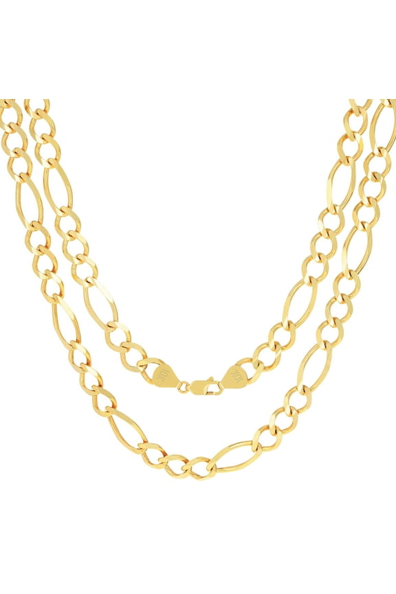 10k Real Yellow Gold Solid Figaro Link 9.5mm Thick Chain Necklace (18"-30") Italian Jewelry for Men