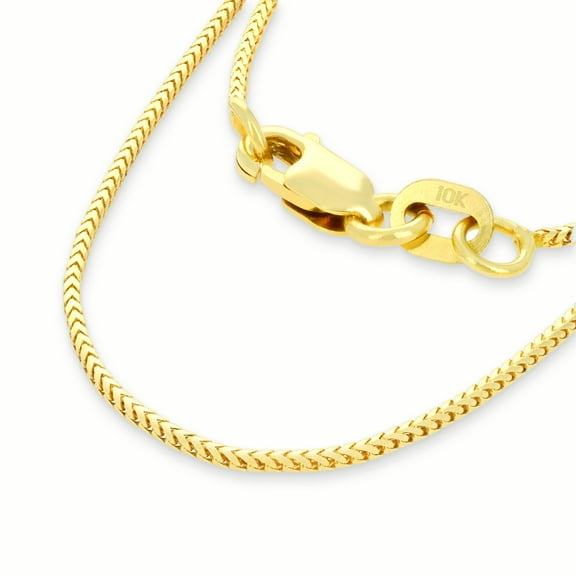 Nuragold 10k Real Yellow Gold Solid Franco Diamond Cut 0.6mm Spiga Wheat Chain Necklace (16"-24") Dainty Italian Jewelry for Women