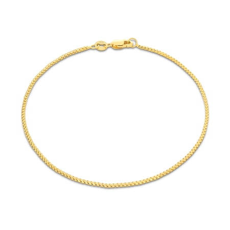Nuragold 10k Real Yellow Gold Solid Franco Diamond Cut 1.1mm Spiga Wheat Chain Bracelet (7"-9") Dainty Italian Jewelry for Men & Women