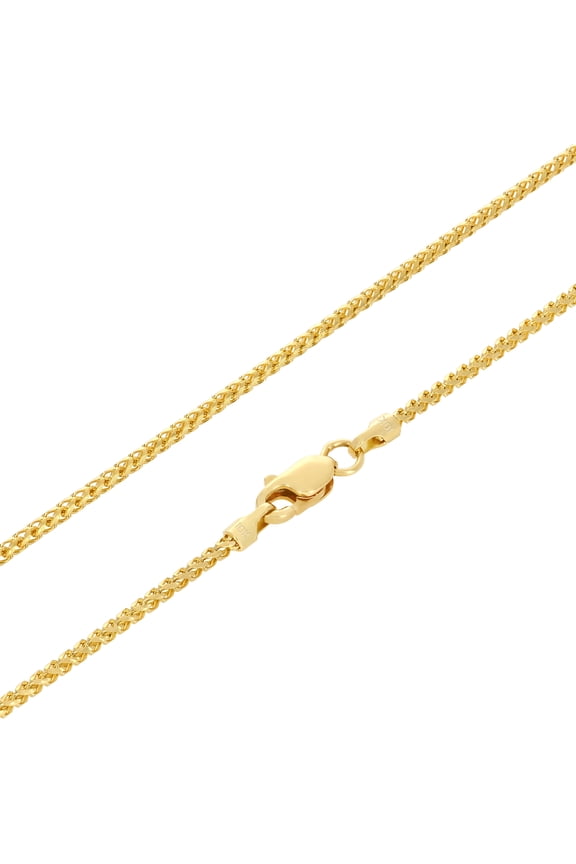 10k Real Yellow Gold Solid Franco Diamond Cut 1.1mm Spiga Wheat Chain Necklace (16"-30") Italian Jewelry for Men & Women