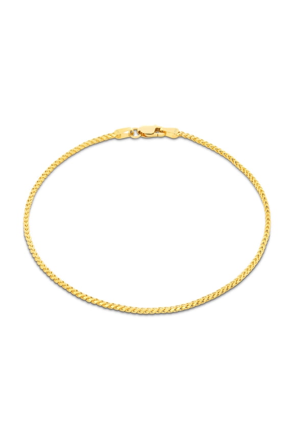 10k Real Yellow Gold Solid Franco Diamond Cut 1.4mm Spiga Wheat Chain Bracelet (7"-9") Italian Jewelry for Men & Women
