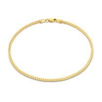 Nuragold 10k Real Yellow Gold Solid Franco Diamond Cut 1.7mm Spiga Wheat Chain Bracelet (7"-9") Italian Jewelry for Men & Women