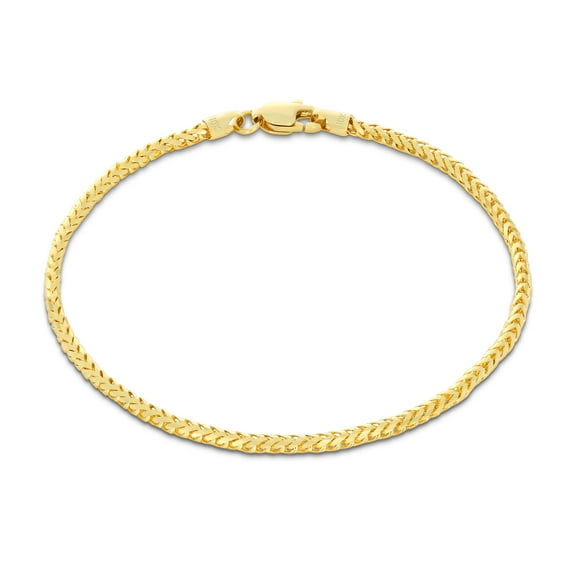 Nuragold 10k Real Yellow Gold Solid Franco Diamond Cut 2mm Spiga Wheat Chain Bracelet (7"-9") Italian Jewelry for Men & Women