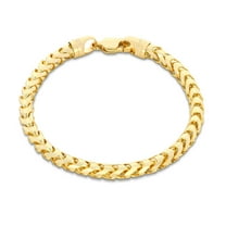 Nuragold 10k Real Yellow Gold Solid Franco Diamond Cut 5mm Spiga Wheat Chain Bracelet (7"-9") Italian Jewelry for Men