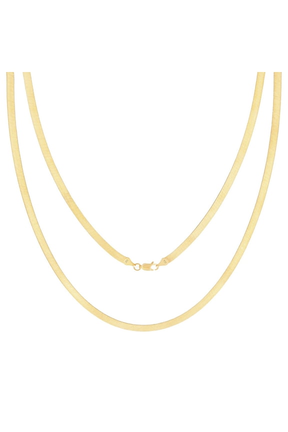 10k Real Yellow Gold Solid Herringbone Flexible 4mm Chain Necklace (16"-24") Italian Jewelry for Men & Women