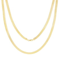 Nuragold 10k Real Yellow Gold Solid Herringbone Flexible 5mm Chain Necklace (16"-24") Italian Jewelry for Men & Women