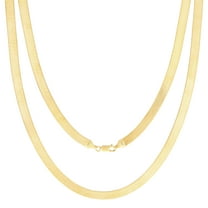 Nuragold 10k Real Yellow Gold Solid Herringbone Flexible 6mm Chain Necklace (16"-24") Italian Jewelry for Men & Women
