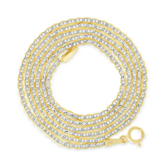 Nuragold 10k Real Yellow Gold Solid Mariner 1.5mm Anchor Chain Pave Diamond Cut Necklace (16"-26") Dainty Two Tone Italian Jewelry for Women
