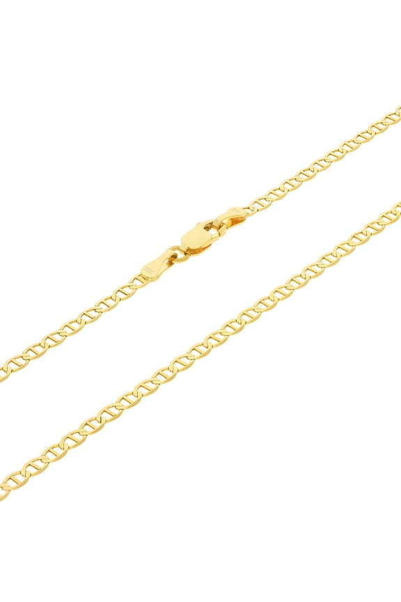 10k Real Yellow Gold Solid Mariner 2.5mm Chain Anchor Link Necklace (16"-26") Italian Jewelry for Men & Women