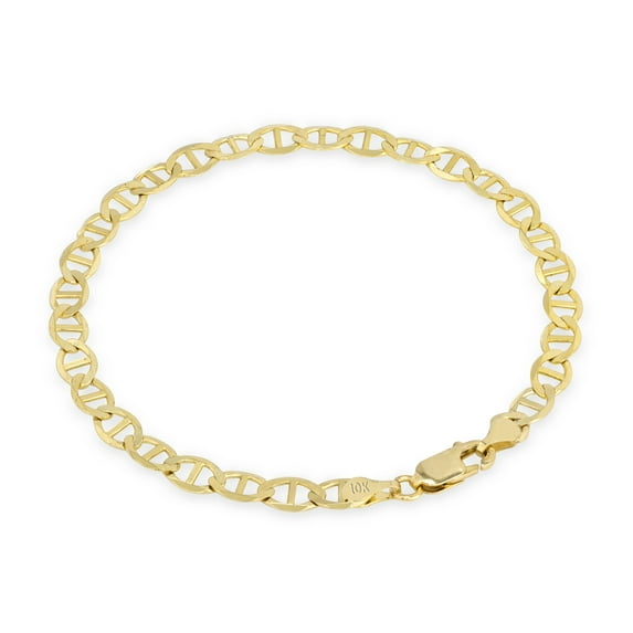 Nuragold 10k Real Yellow Gold Solid Mariner 4mm Chain Anchor Link Bracelet (7"-9") Italian Jewelry for Men & Women