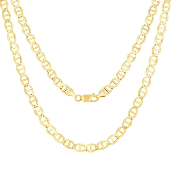 Nuragold 10k Real Yellow Gold Solid Mariner 5mm Chain Anchor Link Necklace (16"-30") Italian Jewelry for Men & Women