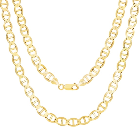 Nuragold 10k Real Yellow Gold Solid Mariner 6mm Chain Anchor Link Necklace (18"-30") Italian Jewelry for Men