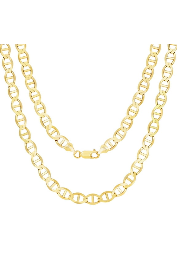 10k Real Yellow Gold Solid Mariner 6mm Chain Anchor Link Necklace (18"-30") Italian Jewelry for Men