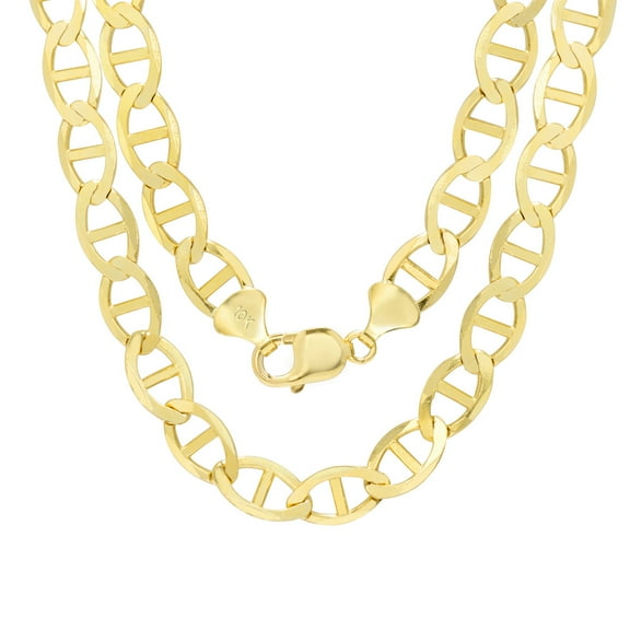 Nuragold 10k Real Yellow Gold Solid Mariner 9mm Chain Anchor Link Necklace (22"-30") Italian Jewelry for Men