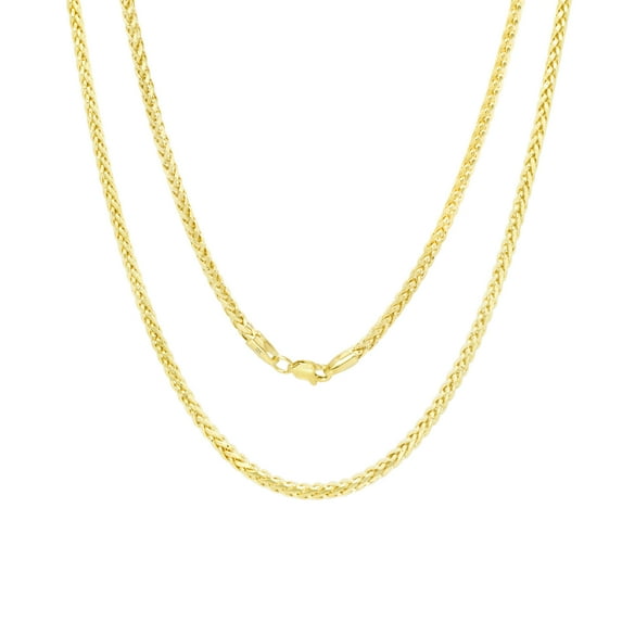 Nuragold 10k Real Yellow Gold Spiga Wheat 2.5mm Rounded Foxtail Palm Chain Necklace (16"-30") Italian Jewelry for Men & Women