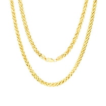 Nuragold 10k Real Yellow Gold Spiga Wheat 4mm Rounded Foxtail Palm Chain Necklace (16"-30") Italian Jewelry for Men