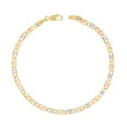 thumbnail image 1 of Nuragold 10k Real Yellow Rose White Gold Solid Valentina 3mm Anchor Link Chain Bracelet or Anklet (7"-9") Italian Jewelry for Men & Women, 1 of 8