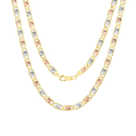Nuragold 10k Real Yellow Rose White Gold Solid Valentina 6mm Anchor Link Chain Necklace (16"-26") Dainty Italian Jewelry for Men & Women