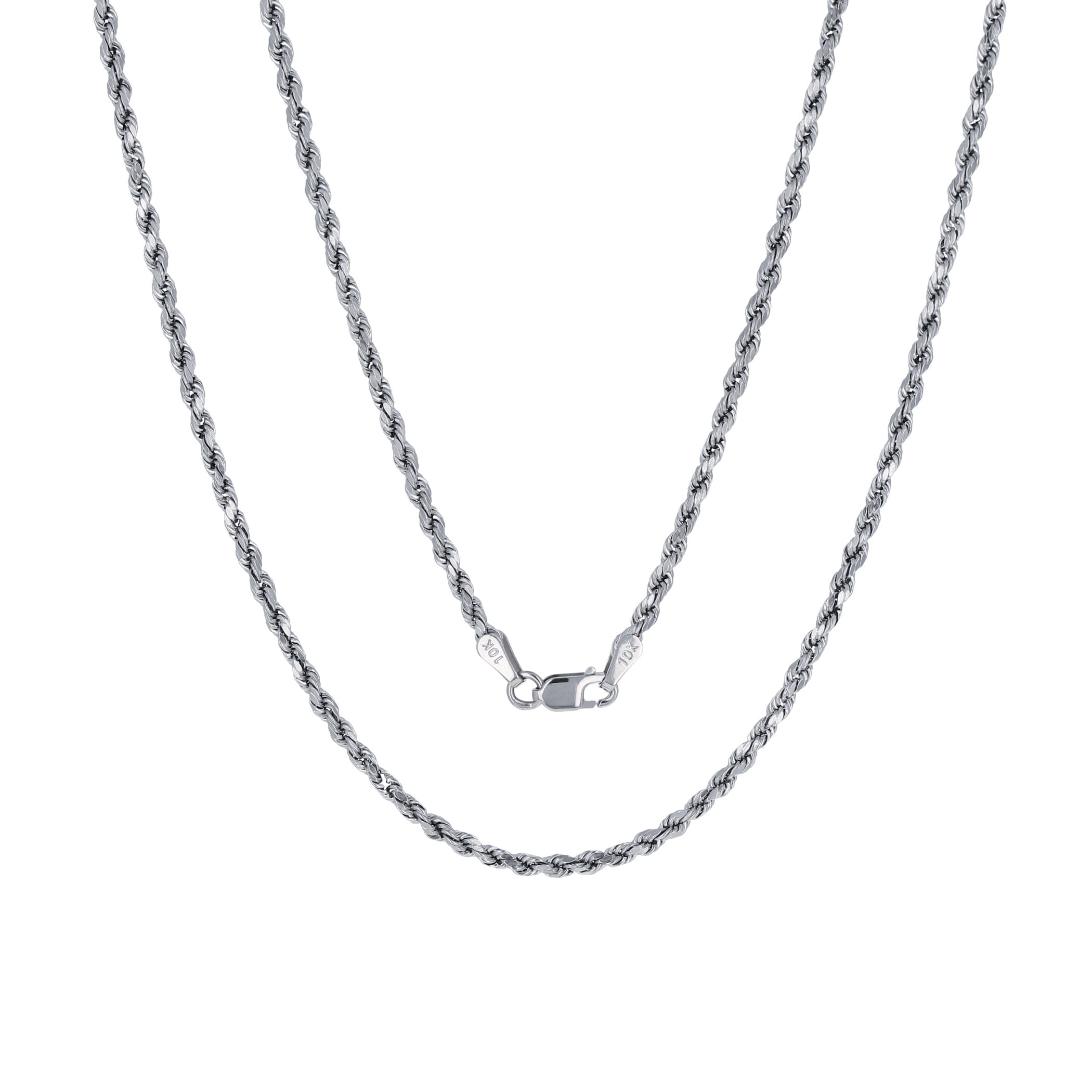 Nuragold 10k White Gold 2mm Rope Chain Diamond Cut Pendant Necklace nuragold-10k-white-gold-2mm-rope-chain-diamond-cut-pendant-necklace