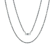 Nuragold 10k White Gold 2mm Rope Chain Diamond Cut Pendant Necklace, Mens Womens Lobster Clasp 16" 18" 20" 22" 24" 26" 28" 30"