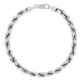 thumbnail image 1 of Nuragold 10k White Gold 5mm Rope Chain Diamond Cut Bracelet (7"-9") Italian Jewelry for Men & Women, 1 of 10