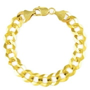 Nuragold 10k Yellow Gold 11.5mm Solid Cuban Curb Link Chain Bracelet, Mens Jewelry 7.5" 8" 8.5" 9"