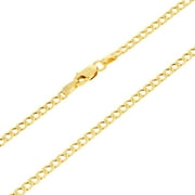 Nuragold 10k Yellow Gold 2.5mm Cuban Curb Link Chain Pendant Necklace, Mens Womens Jewelry 16" - 26"