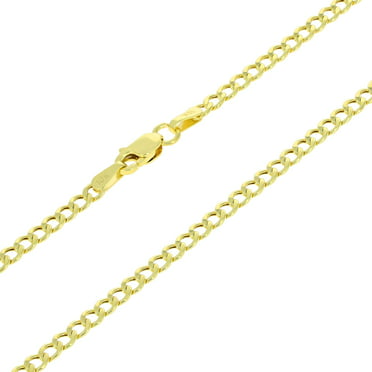 Nuragold 14k Yellow Gold 3mm Solid Cuban Curb Link Chain Pendant ...