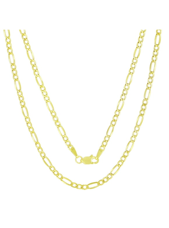 Nuragold 10k Yellow Gold 2.5mm Figaro Chain Link Pendant Necklace, Mens Womens Jewelry 16" - 26"