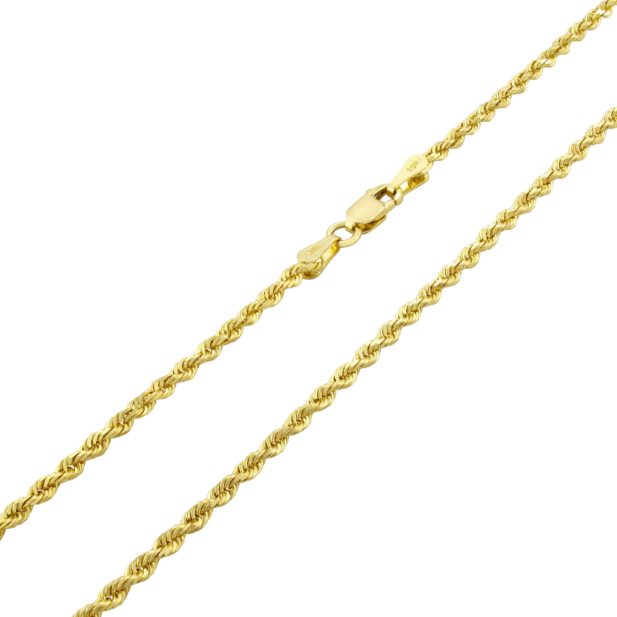 Nuragold 10k Yellow Gold 2.5mm Solid Rope Chain Diamond Cut Pendant ...