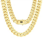 Nuragold 10k Yellow Gold 20mm Royal Monaco Miami Cuban Link Chain Necklace, Mens Jewelry Fancy Box Clasp 24" - 30"