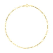 Nuragold 10k Yellow Gold 2mm Figaro Chain Link Bracelet or Anklet, Womens Jewelry 7" 7.5" 8" 8.5" 9"
