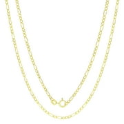 Nuragold 10k Yellow Gold 2mm Figaro Chain Link Pendant Necklace, Womens Mens Jewelry 16" - 26"