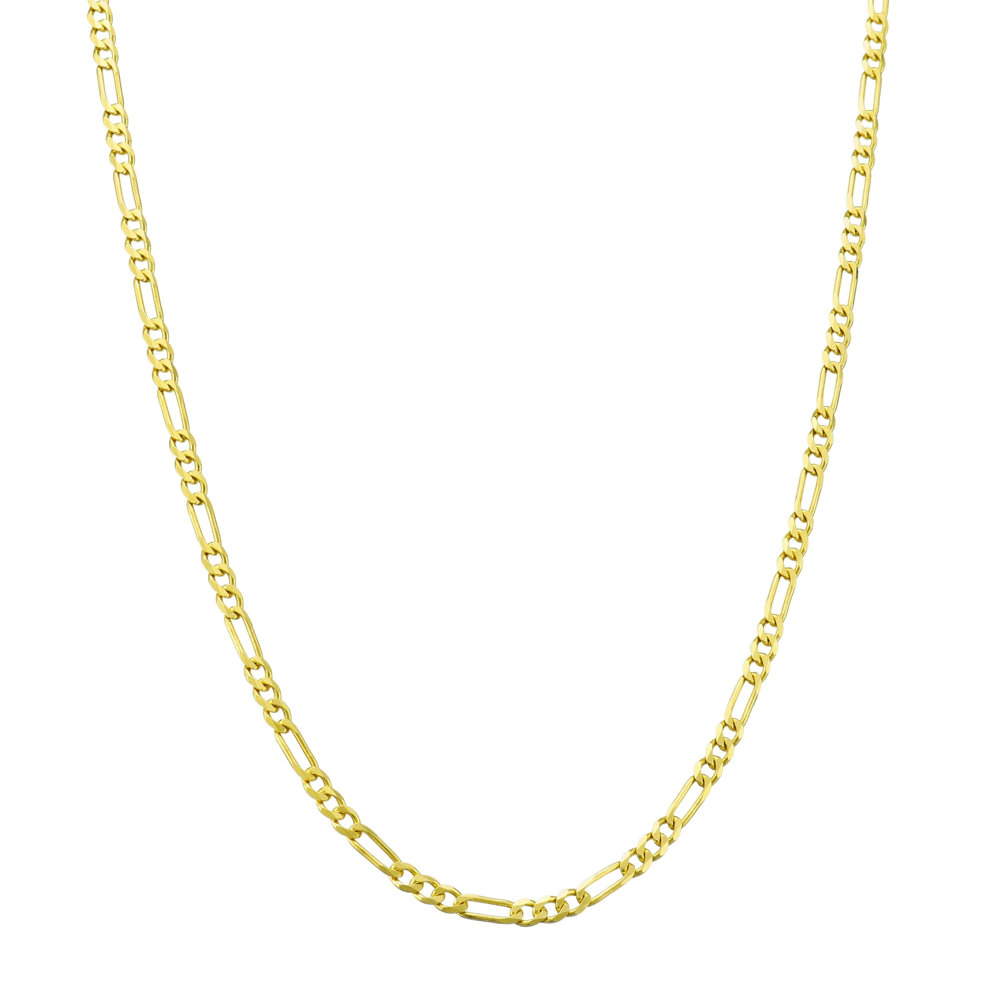 Nuragold 10k Yellow Gold 2mm Figaro Chain Link Pendant Necklace