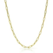 Nuragold 10k Yellow Gold 3mm Paperclip Elongated Rolo Cable Link Chain Pendant Necklace, Womens Jewelry 16" - 24"