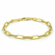 Nuragold 10k Yellow Gold 4mm Paperclip Elongated Rolo Cable Link Chain Bracelet, Womens Jewelry 7" 7.5" 8"