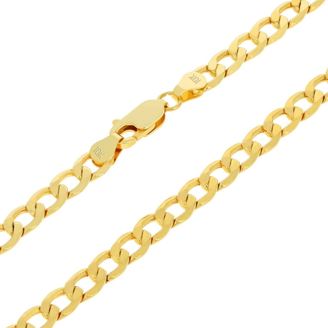 Nuragold 10k Yellow Gold 5.5mm Cuban Curb Link Chain Pendant Necklace, Mens Womens Jewelry 16" - 30"