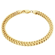 NURAGOLD uragold 10k Real Yellow Gold Franco Square 5mm Box Chain Wheat Chain Bracelet (7"-9") Italian Jewelry for Men