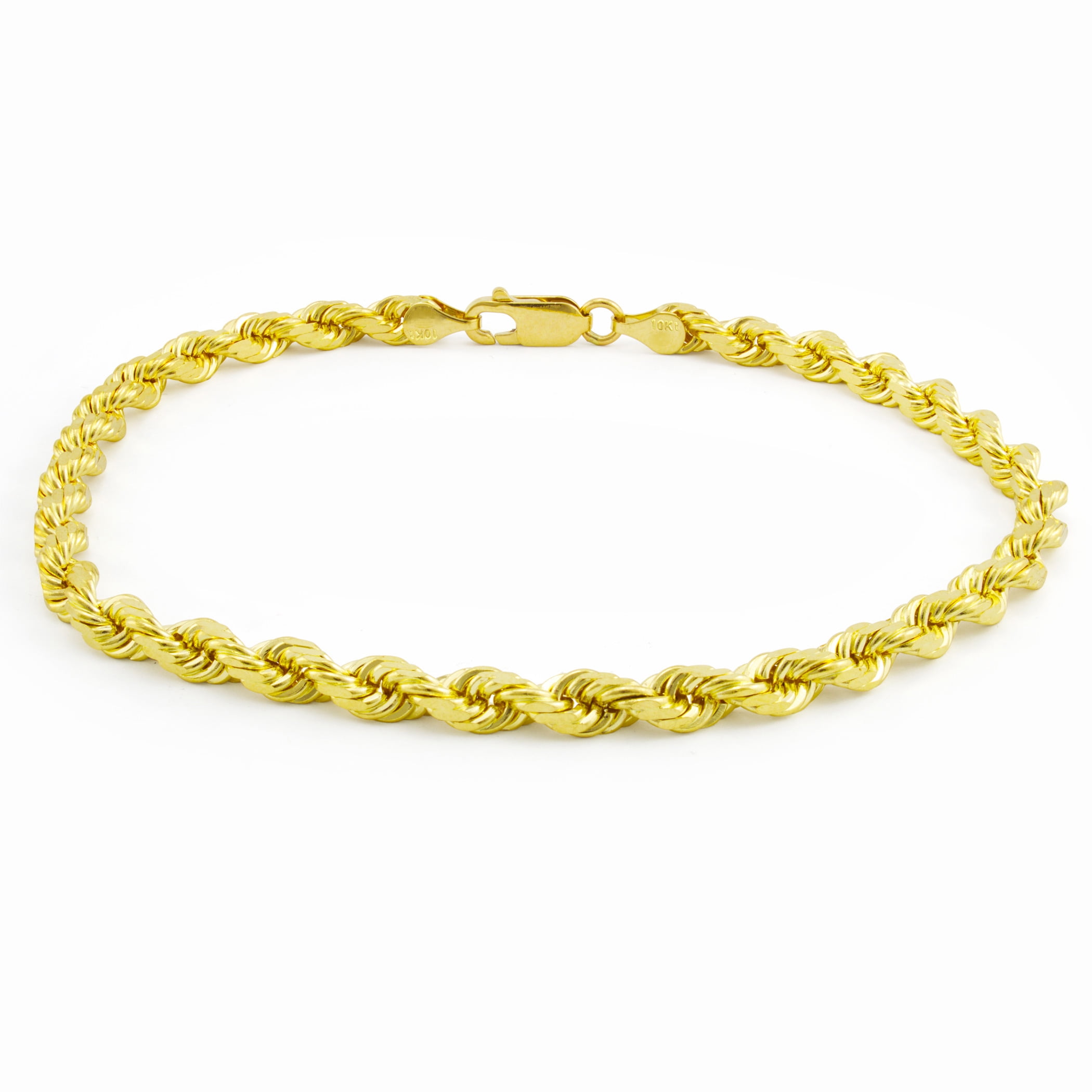 3.0mm 14k Yellow Gold Solid Diamond Cut Rope Bracelet | Joyeria Daisy