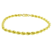 Nuragold 10k Yellow Gold 5mm Solid Rope Chain Diamond Cut Bracelet, Mens Jewelry Lobster Clasp 7" 7.5" 8" 8.5" 9"